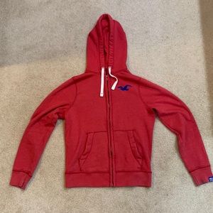 Mens medium red zip up hollister hoodie